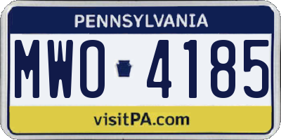 PA license plate MWO4185