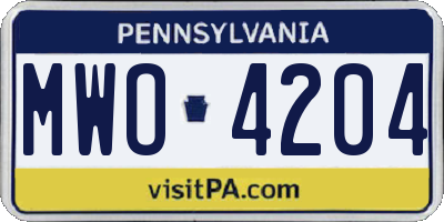 PA license plate MWO4204