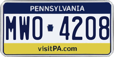 PA license plate MWO4208