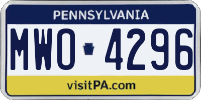 PA license plate MWO4296