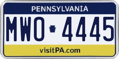 PA license plate MWO4445