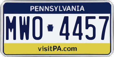 PA license plate MWO4457