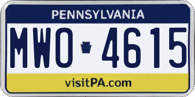 PA license plate MWO4615