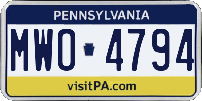 PA license plate MWO4794