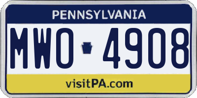 PA license plate MWO4908