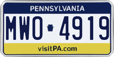 PA license plate MWO4919