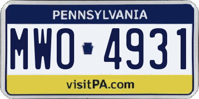PA license plate MWO4931