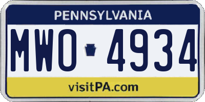 PA license plate MWO4934