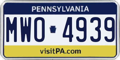 PA license plate MWO4939