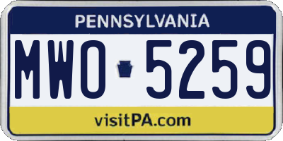 PA license plate MWO5259