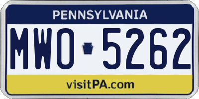 PA license plate MWO5262