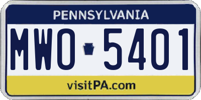 PA license plate MWO5401