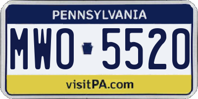 PA license plate MWO5520