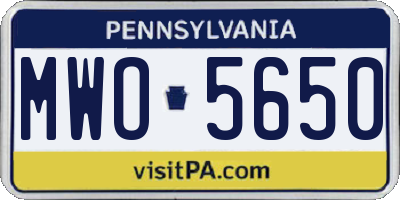 PA license plate MWO5650