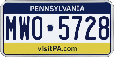 PA license plate MWO5728