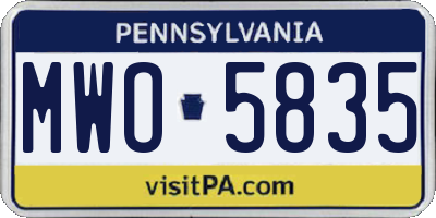PA license plate MWO5835