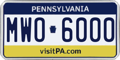 PA license plate MWO6000