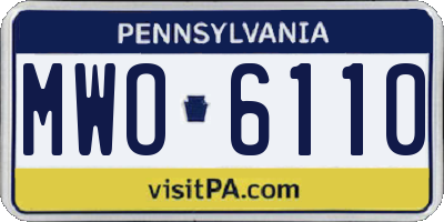 PA license plate MWO6110