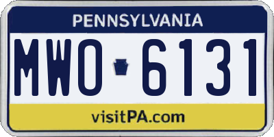 PA license plate MWO6131