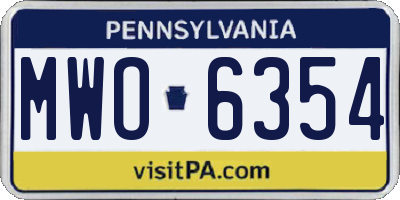 PA license plate MWO6354