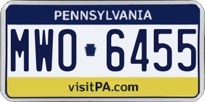 PA license plate MWO6455