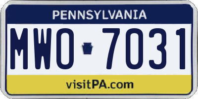 PA license plate MWO7031