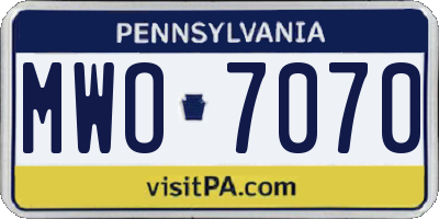 PA license plate MWO7070
