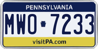 PA license plate MWO7233