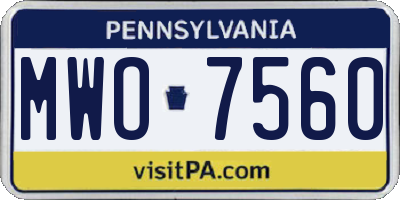 PA license plate MWO7560