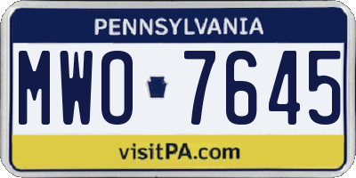 PA license plate MWO7645