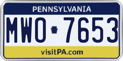 PA license plate MWO7653