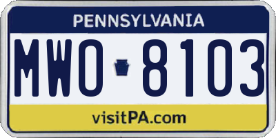 PA license plate MWO8103