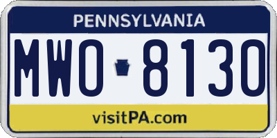 PA license plate MWO8130