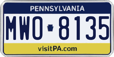 PA license plate MWO8135