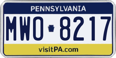 PA license plate MWO8217