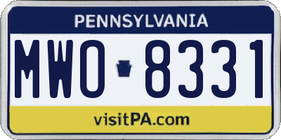 PA license plate MWO8331