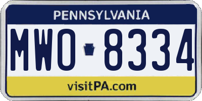 PA license plate MWO8334