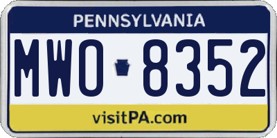 PA license plate MWO8352