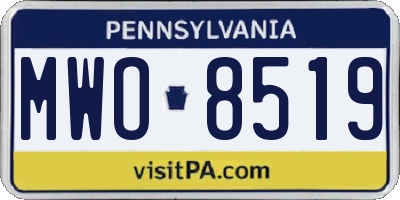 PA license plate MWO8519