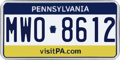 PA license plate MWO8612