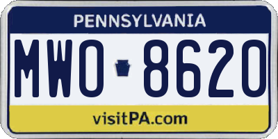 PA license plate MWO8620