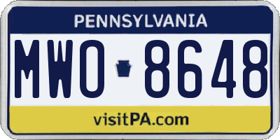 PA license plate MWO8648
