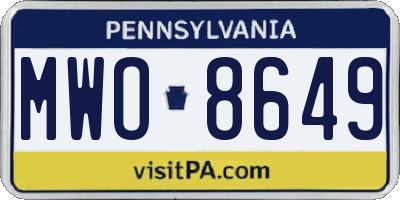 PA license plate MWO8649