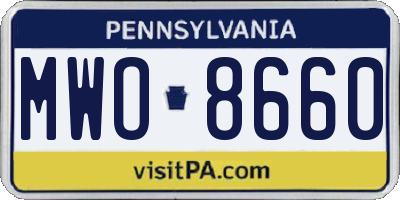 PA license plate MWO8660