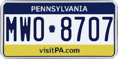 PA license plate MWO8707