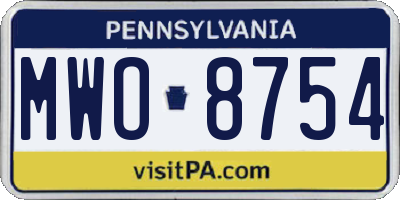 PA license plate MWO8754