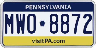 PA license plate MWO8872