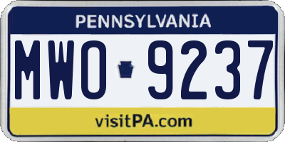 PA license plate MWO9237