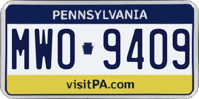 PA license plate MWO9409