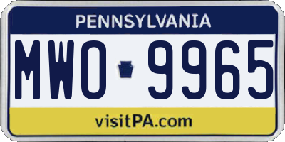 PA license plate MWO9965